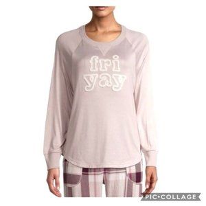 Secret Treasures Women’s Sleepwear “FriYay” Crewneck lounge knit top pink NWT